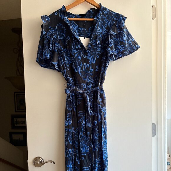 Who What Wear Belted Floral Ruffle Dress - Picture 1 of 4